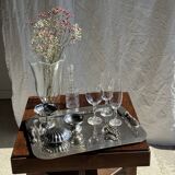 Silver tray with knot pattern handle L47.5
