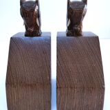 Pair of stylized elephant bookends in solid wood
