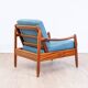 Fauteuil Teak années 60 Bleu