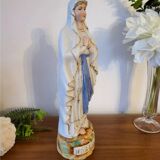 Religious statuette of the Virgin Mary in bisque porcelain