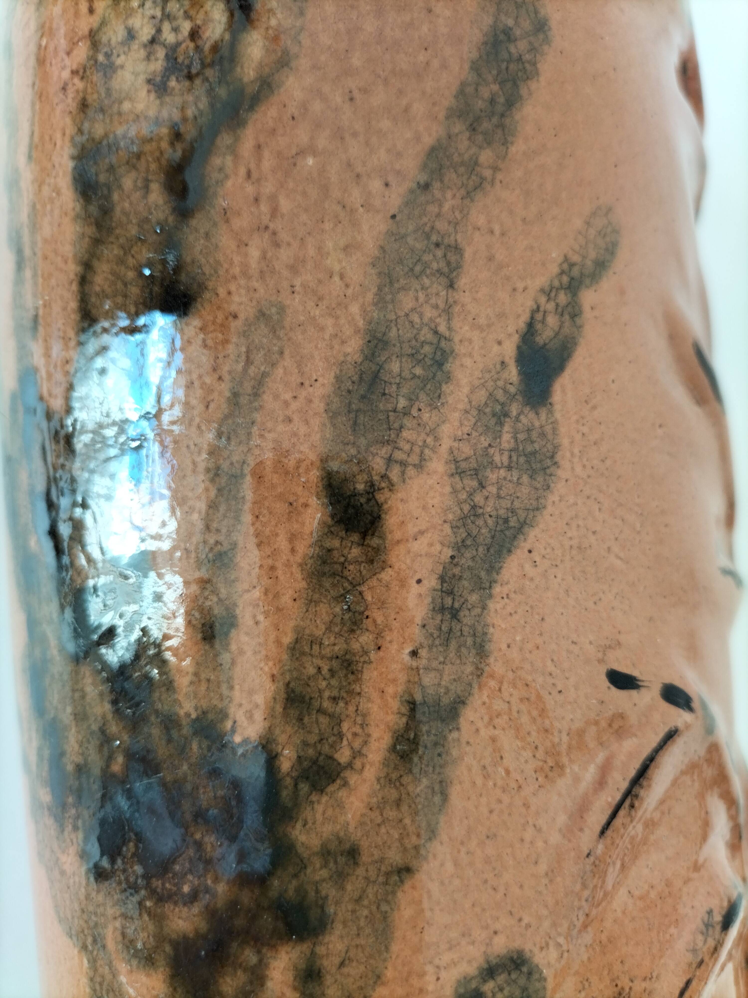 Stoneware vase signed LM, organic style, 70s/90s