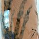 Stoneware vase signed LM, organic style, 70s/90s