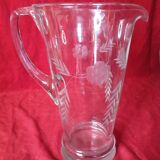 Art deco engraved glass pitcher
