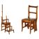 Victorian library chair, convertible, hardwood, leather, brass, circa 1880.
