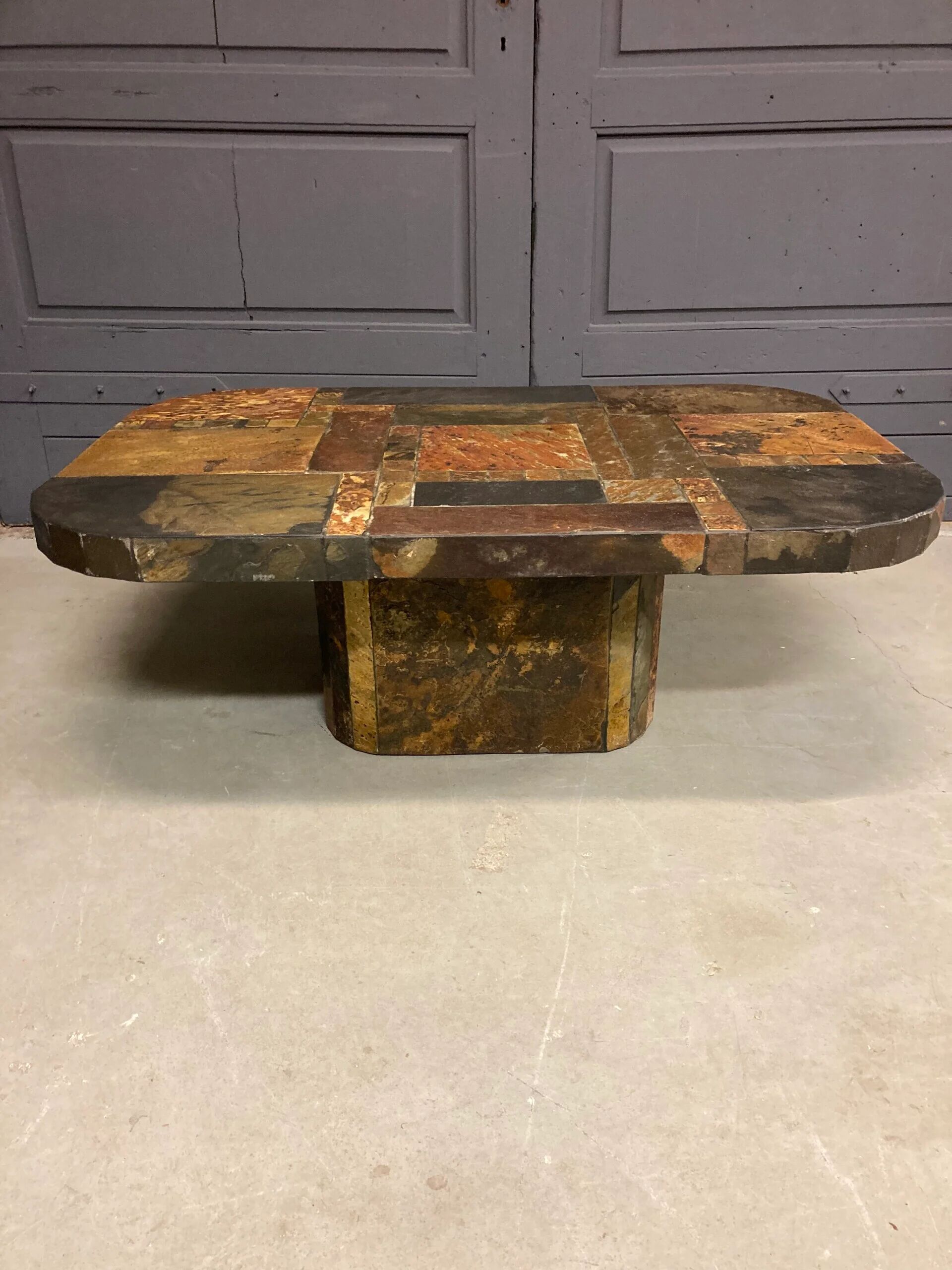 Vintage coffee table, slate in bronze and copper colours, 1960s/70s