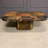 Vintage coffee table, slate in bronze and copper colours, 1960s/70s