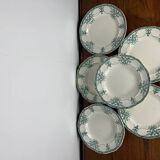 Set of 3 flat and deep plates, "Compiègne" model, Longwy, green