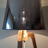 ash tripod lamp and lampshade silver-effect transparent appearance once the lamp is turned on
