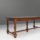 French rustic solid oak dining table 1930