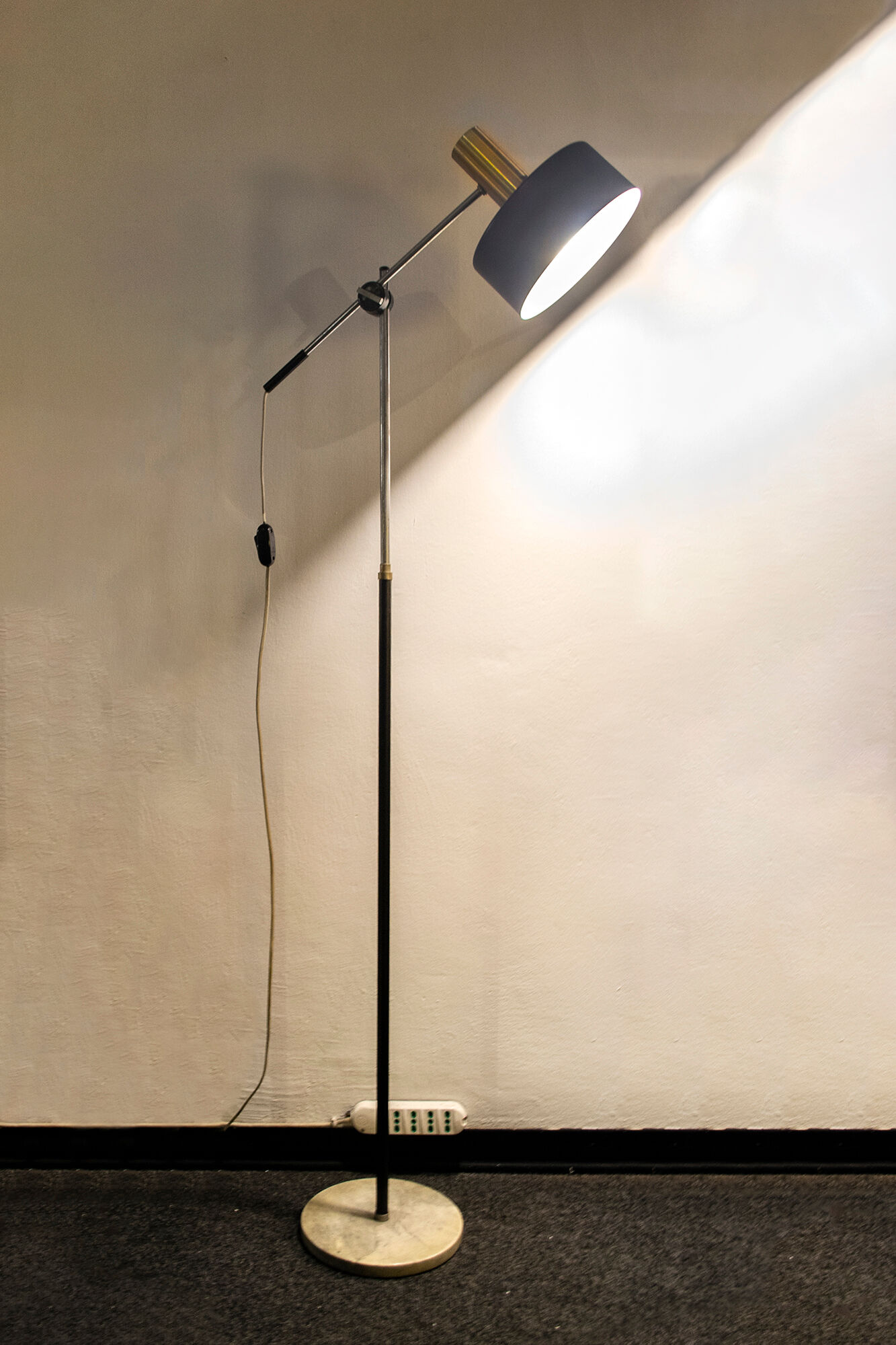 Directional lamp in golden, chromed, marble metal. Italy 60s
