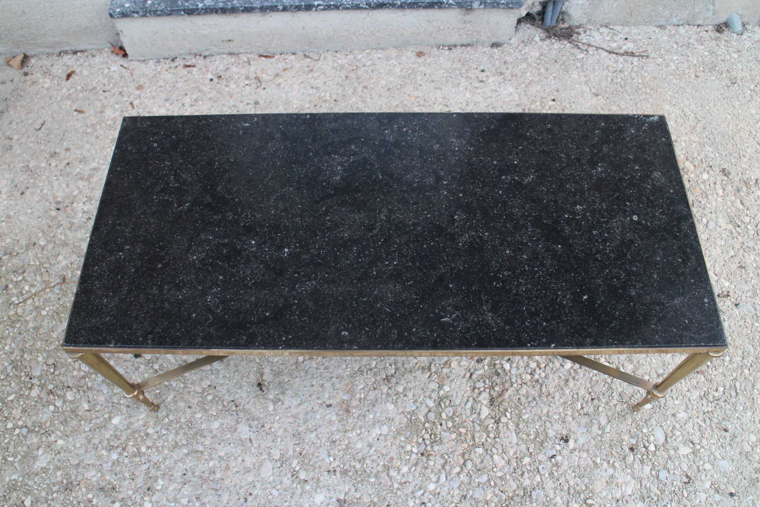 Brass and marble coffee table