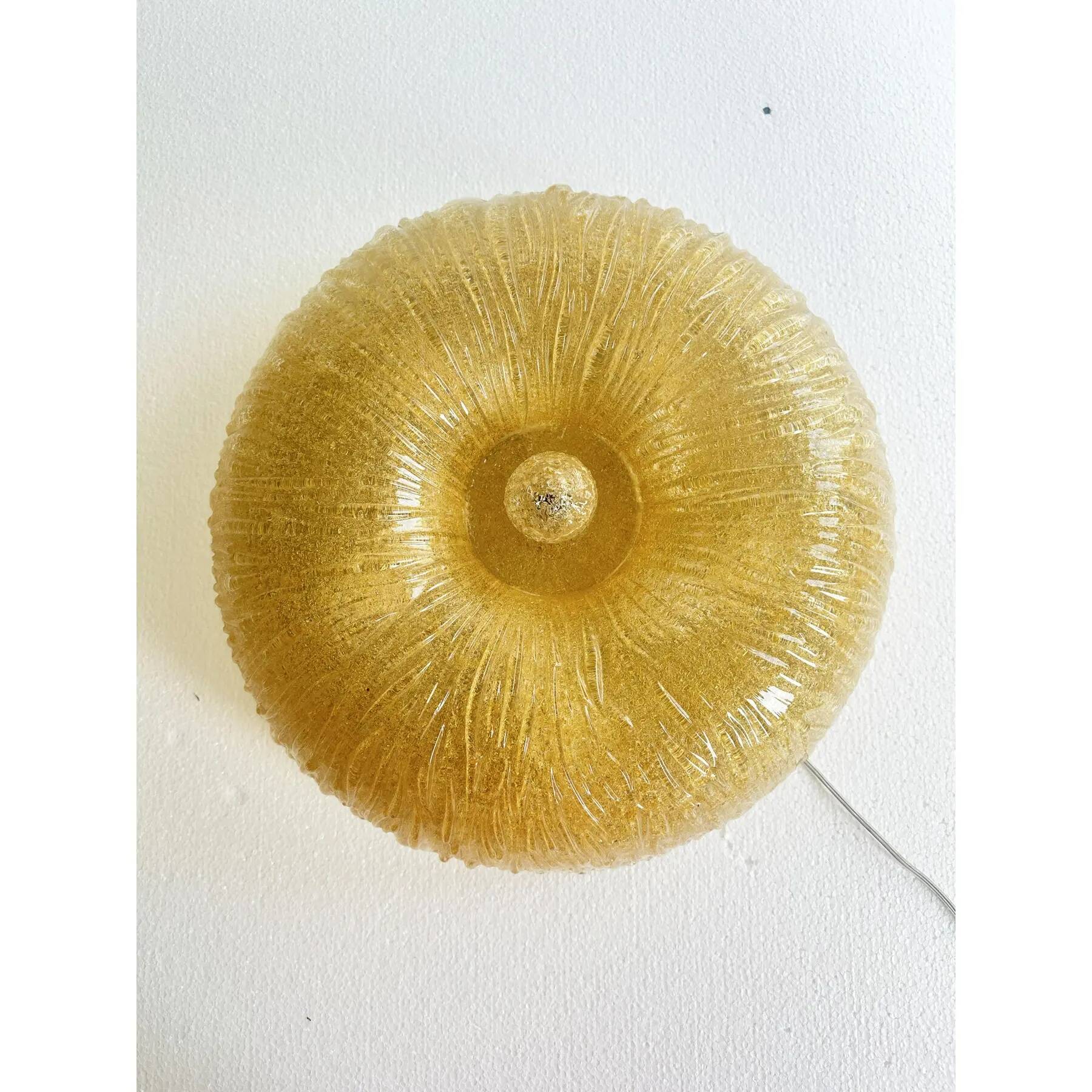 Murano glass ceiling light "Budino" in vintage Venetian amber graniglia