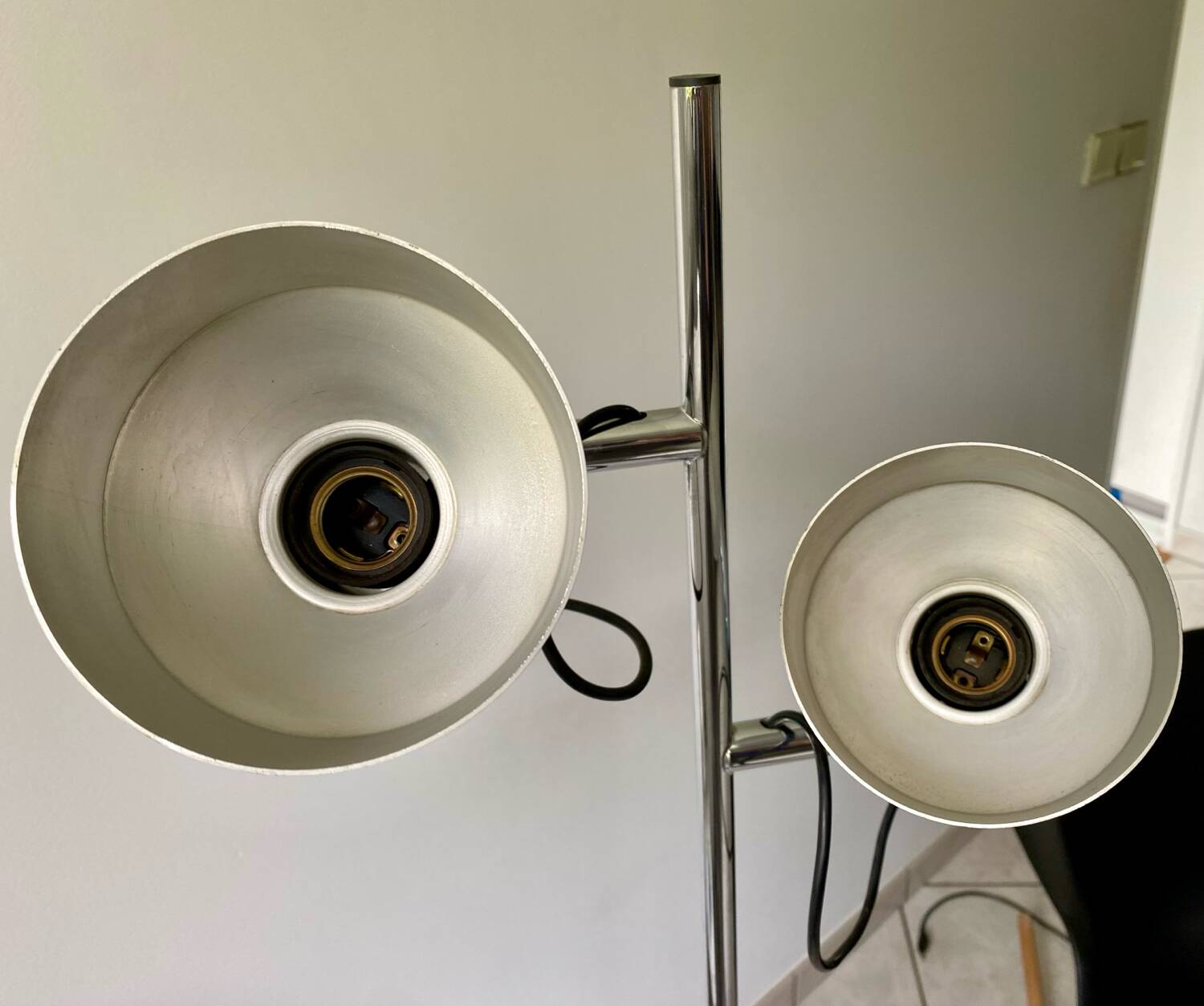 Lampe lampadaire liseuse Delmas vintage années 70 chrome & alu