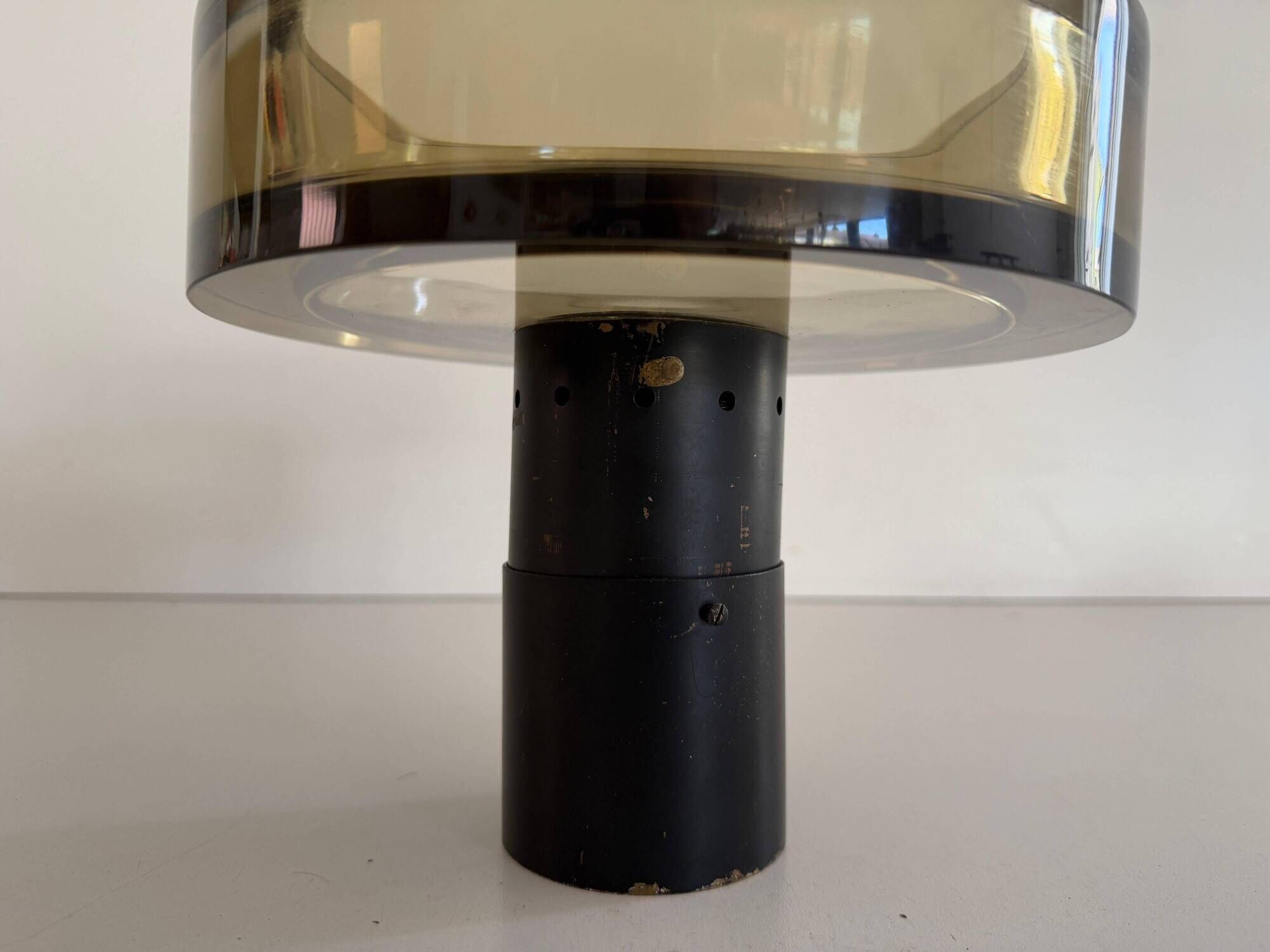 Flush mount in glass and yellow-brown metal by Seguso, 1950s, Italy.