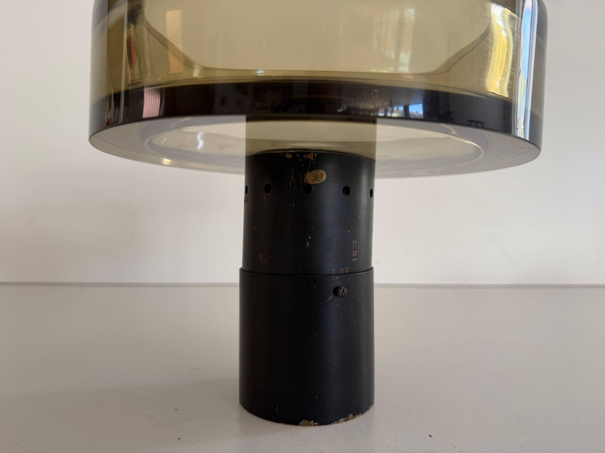 Flush mount in glass and yellow-brown metal by Seguso, 1950s, Italy.