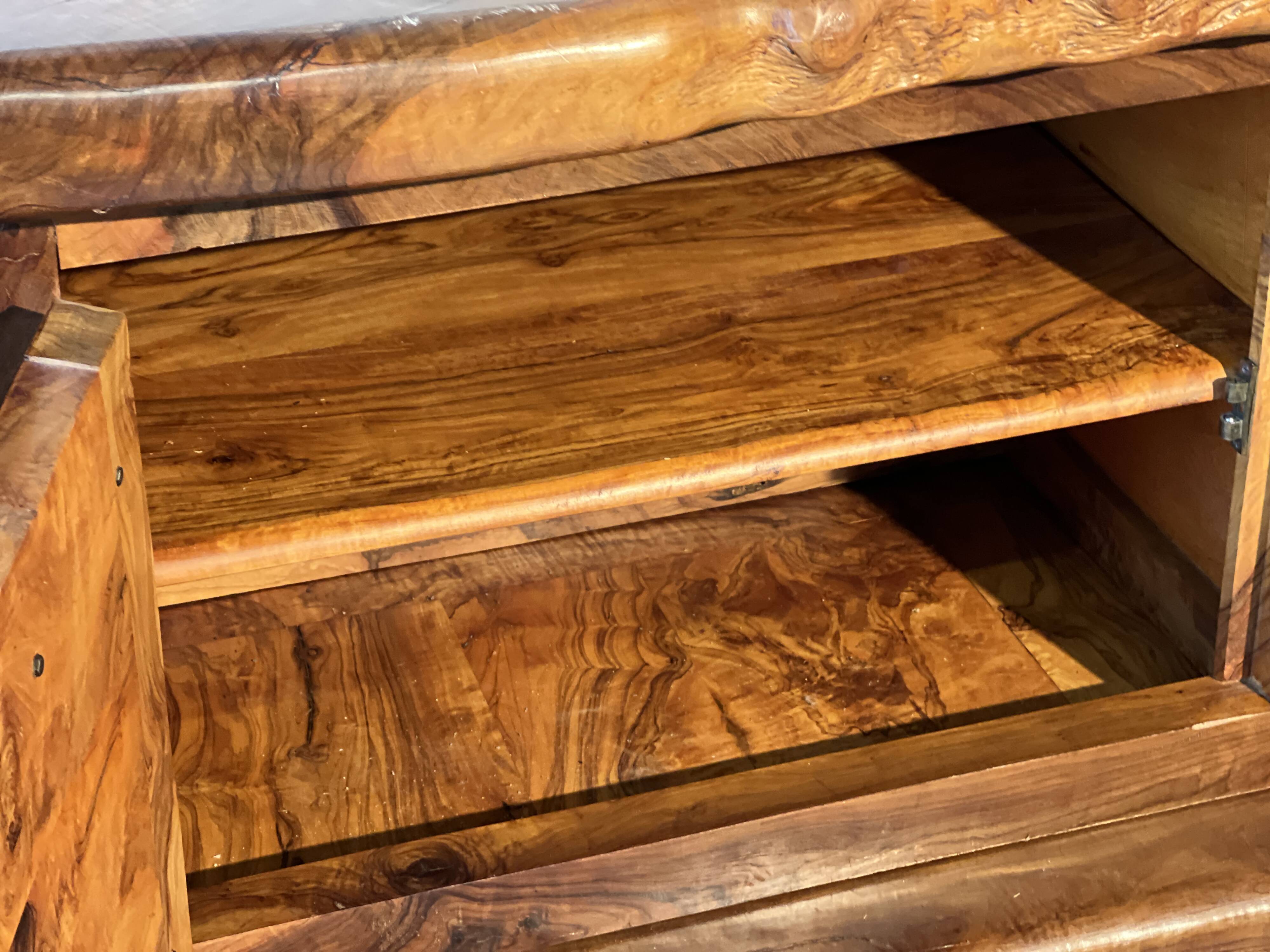 Solid olive wood sideboard from Maison Skela, 1960s
