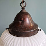 Art Deco suspension in pressed white opaline, 1920-30.