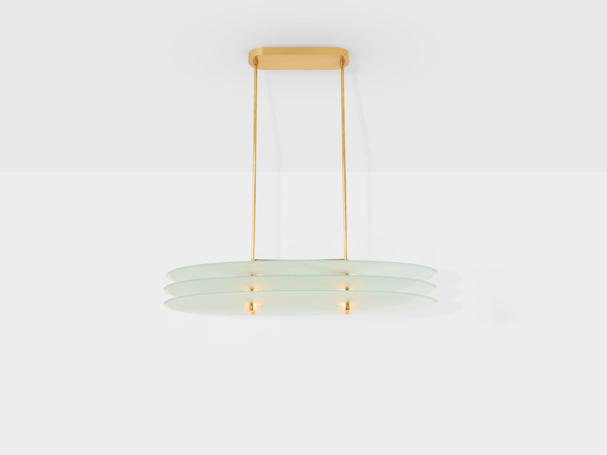 Ceiling light by Roberto Volonterio and Cesare Benedetti, brass and glass, 1980.