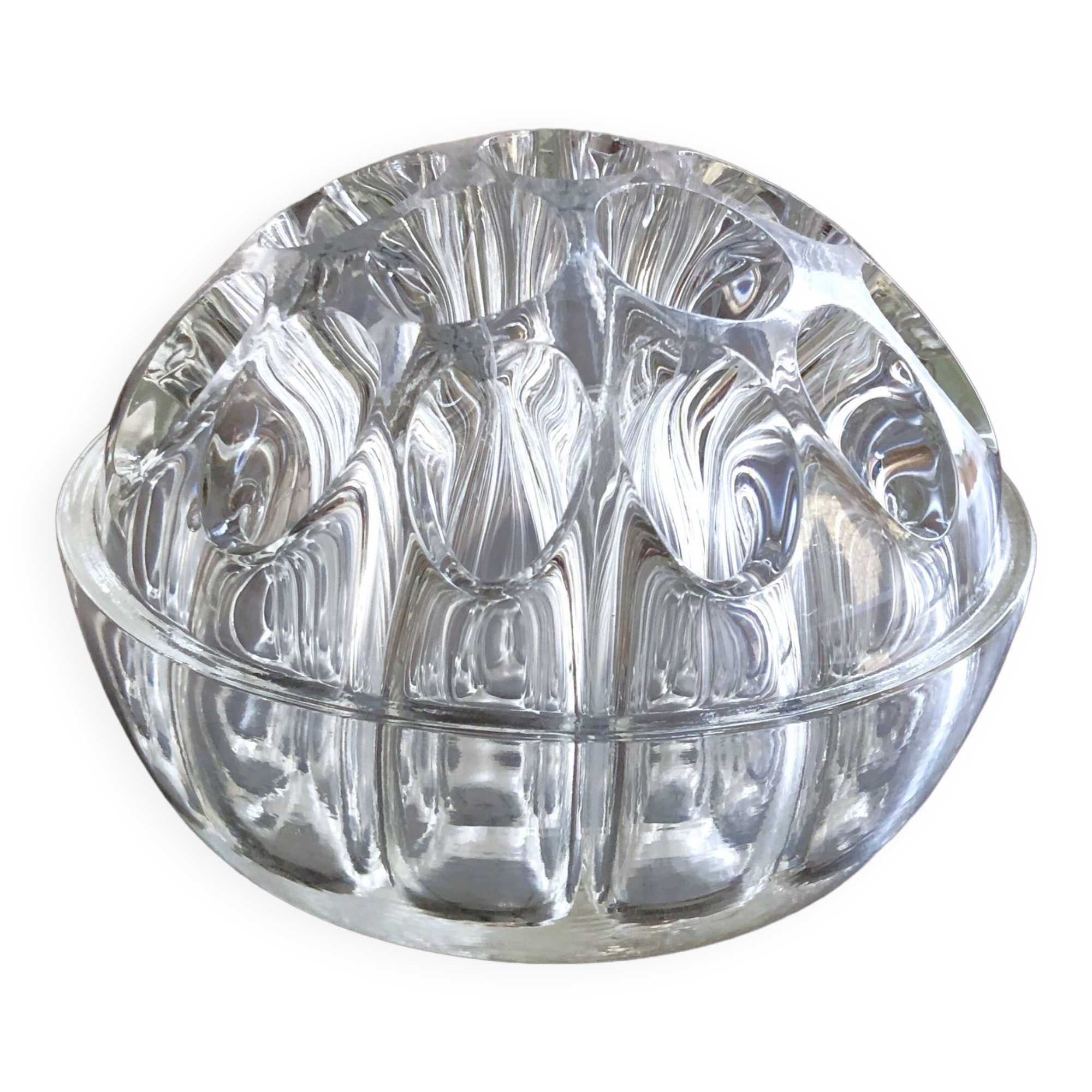 Art Deco style thick glass ball flower vase