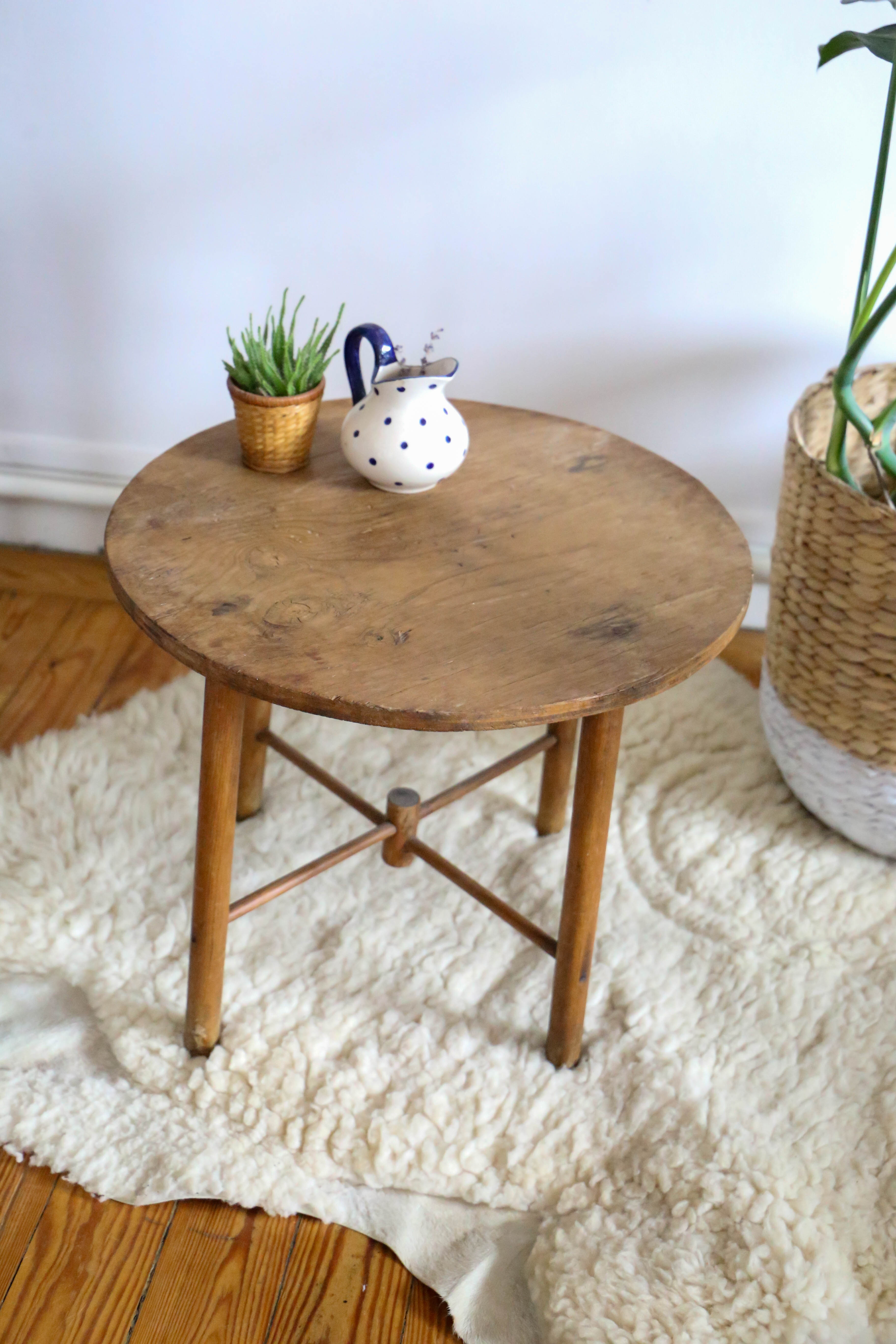 Rustic wooden side table, vintage