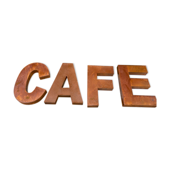 Sign French Café Bar in metallic letters