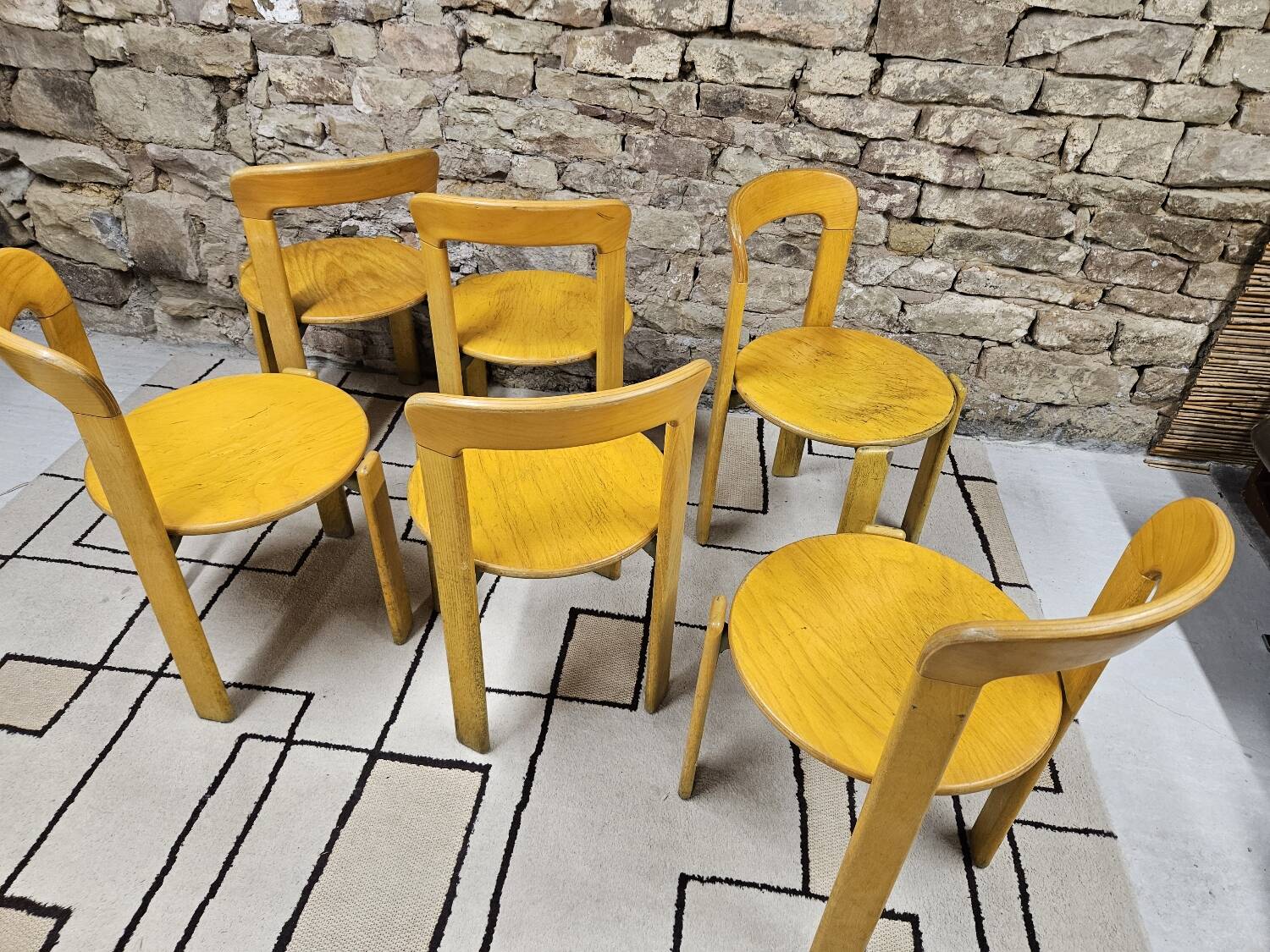 Lot of vintage bruno rey 1970" chairs