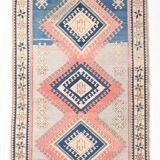 4x8 Salmon & Blue Handmade Wool Oushak Rug, 141x230Cm SK 20160