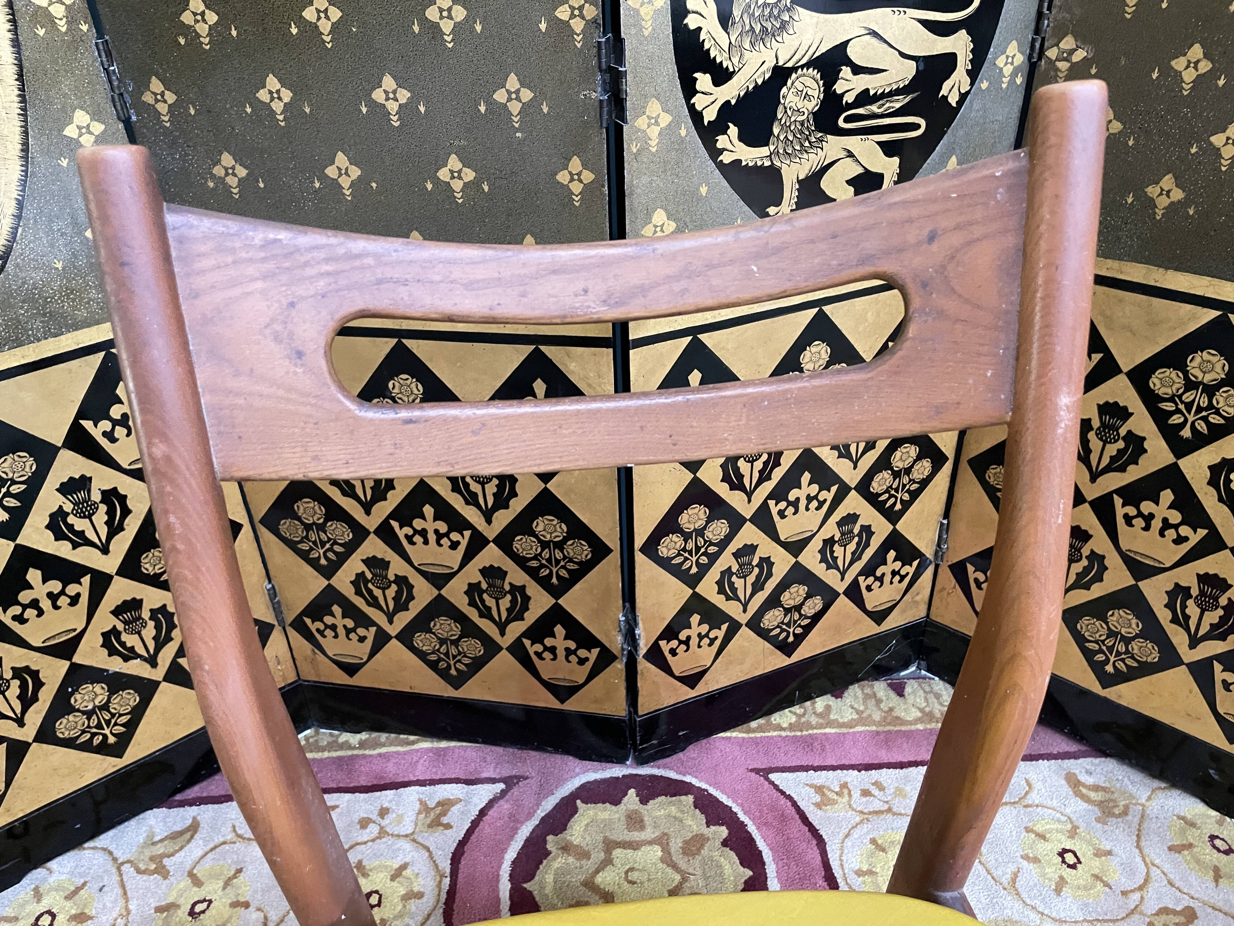 Suite de 4 chaises scandinaves skaï jaune