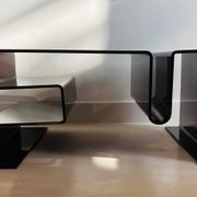 Large coffee table in smoked acrylic glass, France, 1970s
