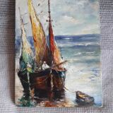 Old painting representing a seascape