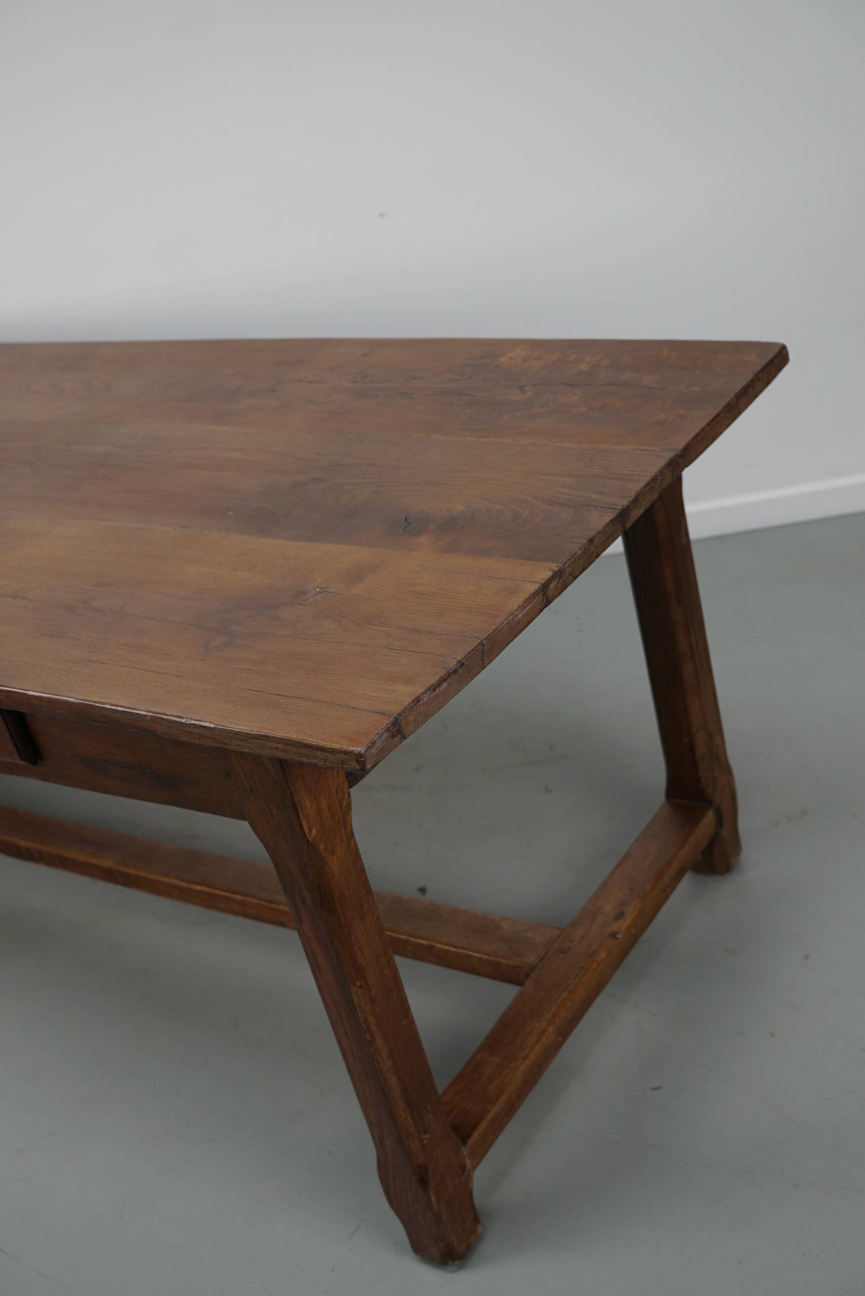 Rustic Dining Table in Oak and Elm from the Early 20th Century