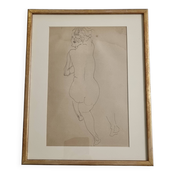 Héliogravure d’après Raoul Dufy étude de nu. Impression ancienne, 43x34 cm