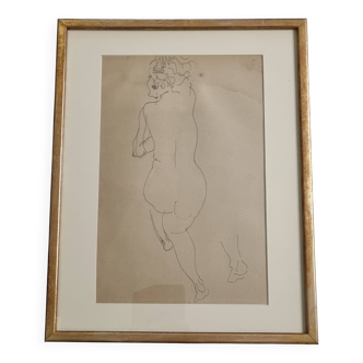 Héliogravure after Raoul Dufy study of a nude. Old print, 43x34 cm.
