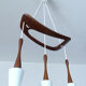 Scandinavian pendant lamp vintage, teak and opaline glasses, 50s