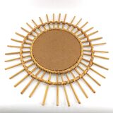 Mirror and shelf vintage rattan wicker 70's