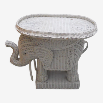 Rattan side table elephant