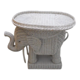 Rattan side table elephant