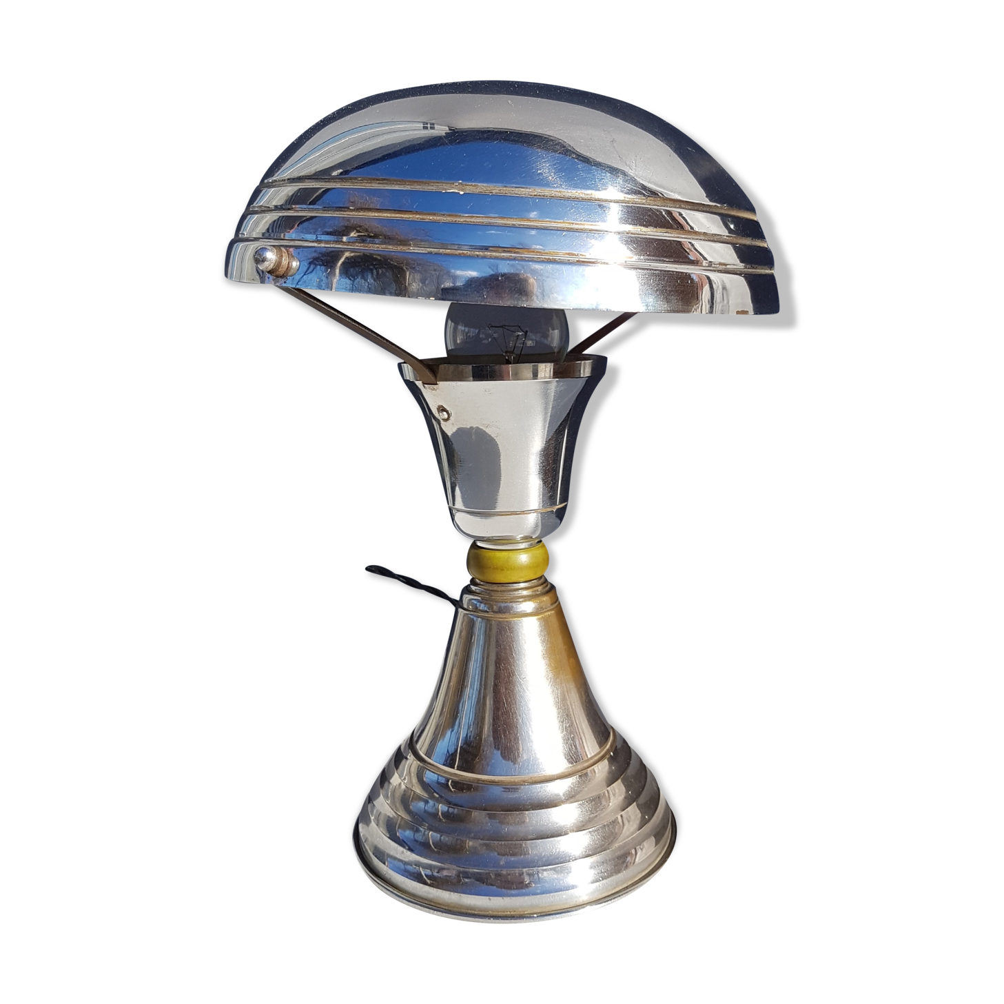 Art deco chrome brass mushroom lamp