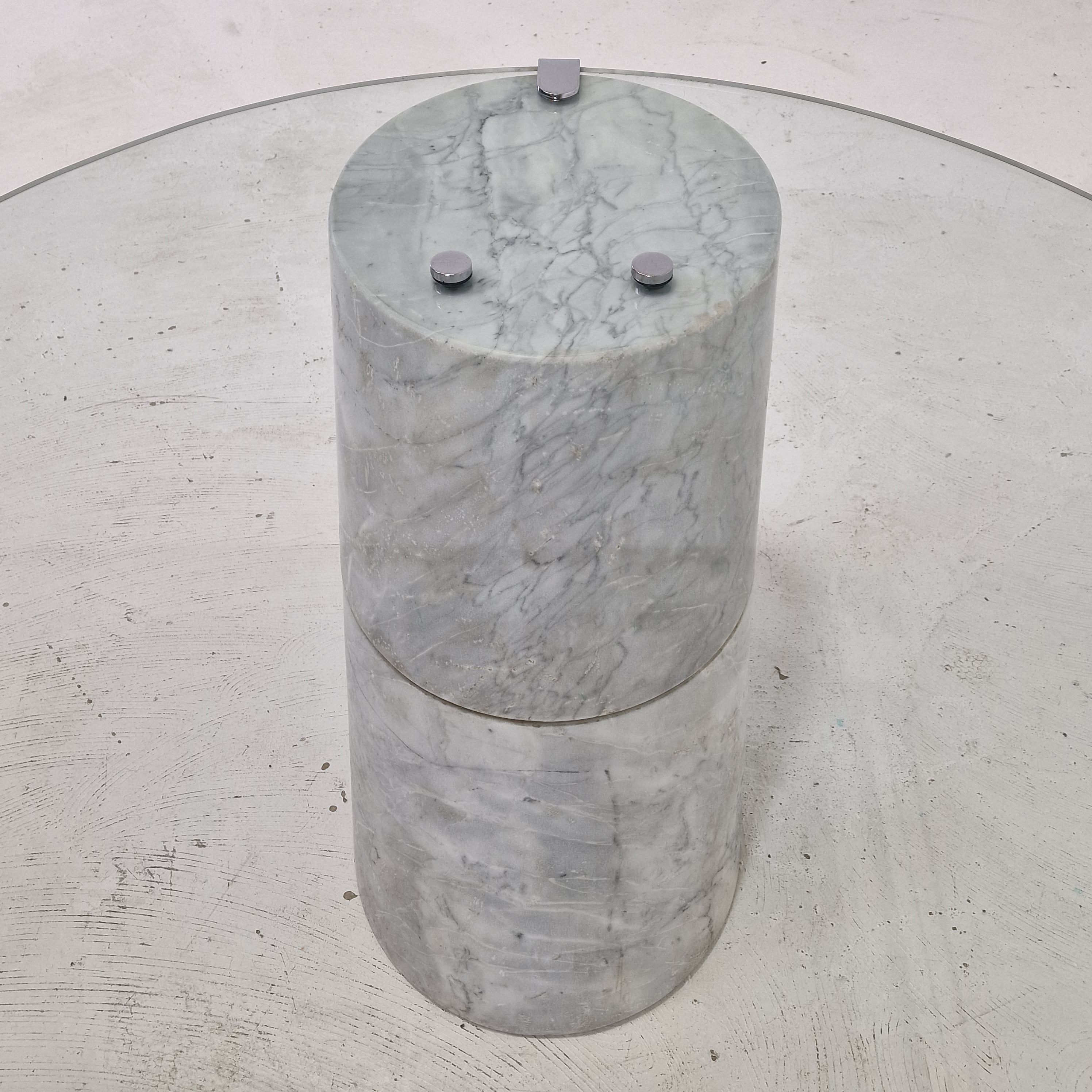 K1000 Glass & Carrara Marble Coffee Table Team Form AG, Ronald Schmitt, 1975