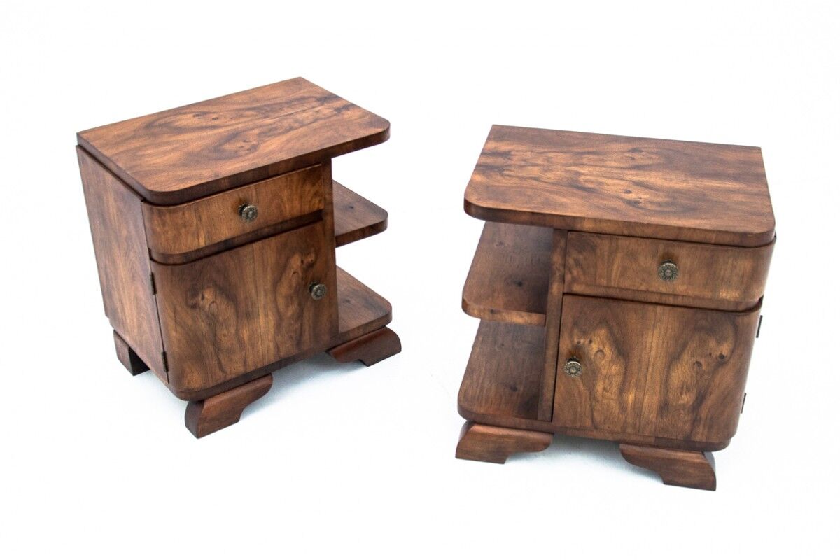Art deco bedside tables, poland, 1950s
