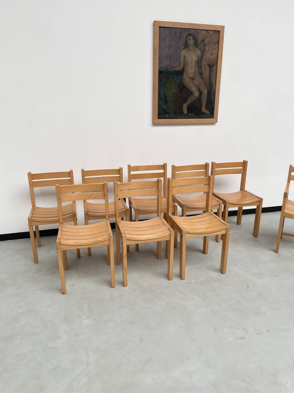 Beech chairs from the 1980s, Sornay.