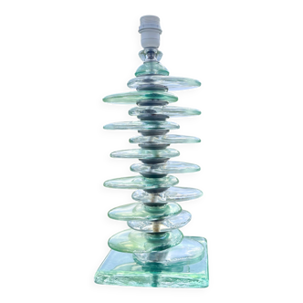 Large glass pebble lamp base from the 70s/80s