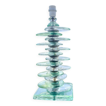 Grand pied de lampe en galets de verre  des années 70/80'