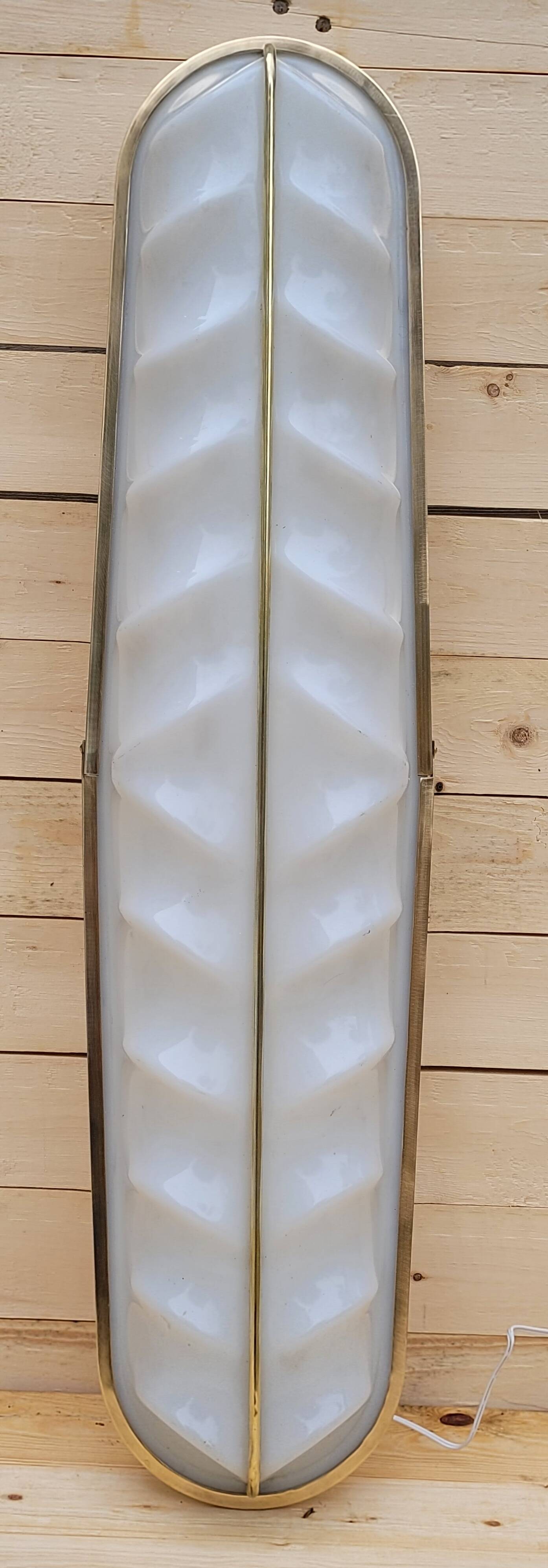 Large Stilux cinema wall lamp Art Deco Italy herringbone pattern