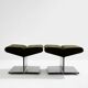 Pair of ottomans by Paul Geoffroy, brushed steel and alcantara, 1975