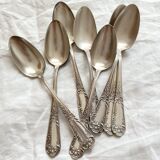 8 SFAM silver-plated soup spoons with acanthus and monogram decor