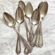 8 silver-plated metal soup spoons SFAM with acanthus and monogram decoration