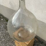 Dame Jeanne in transparent blown glass with bubbles and cut neck xl