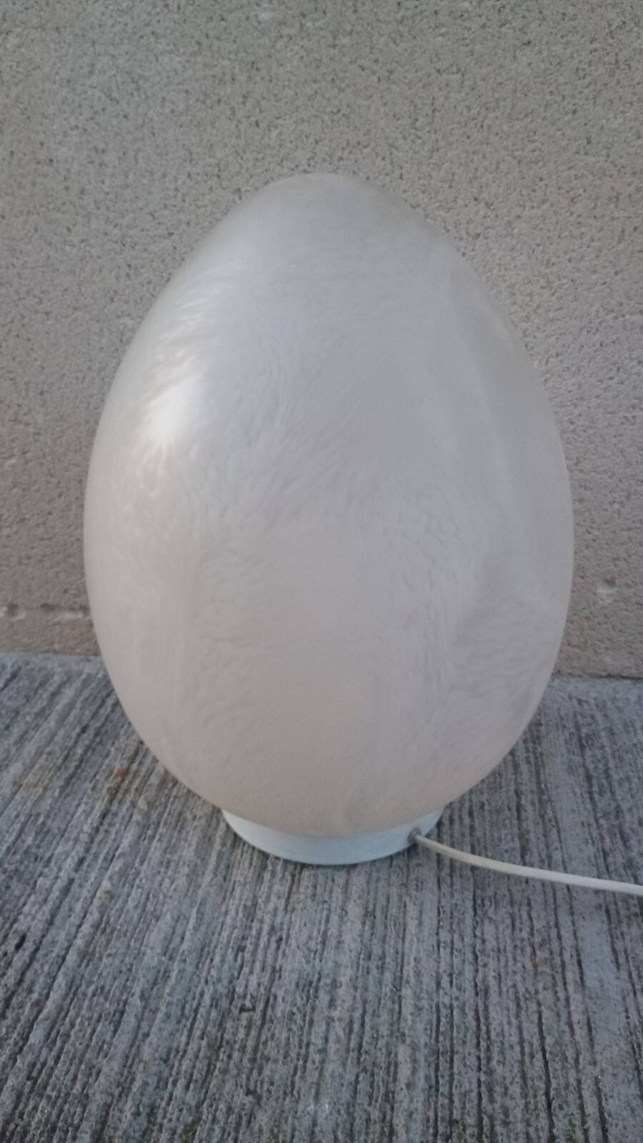 Lampe œuf Domec, verre moucheté de Vianne 1970