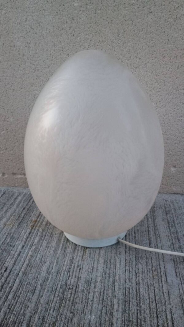 Lampe œuf Domec, verre moucheté de Vianne 1970